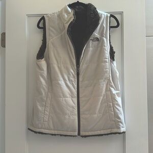 North Face Reversible Fleece Vest in White and Green